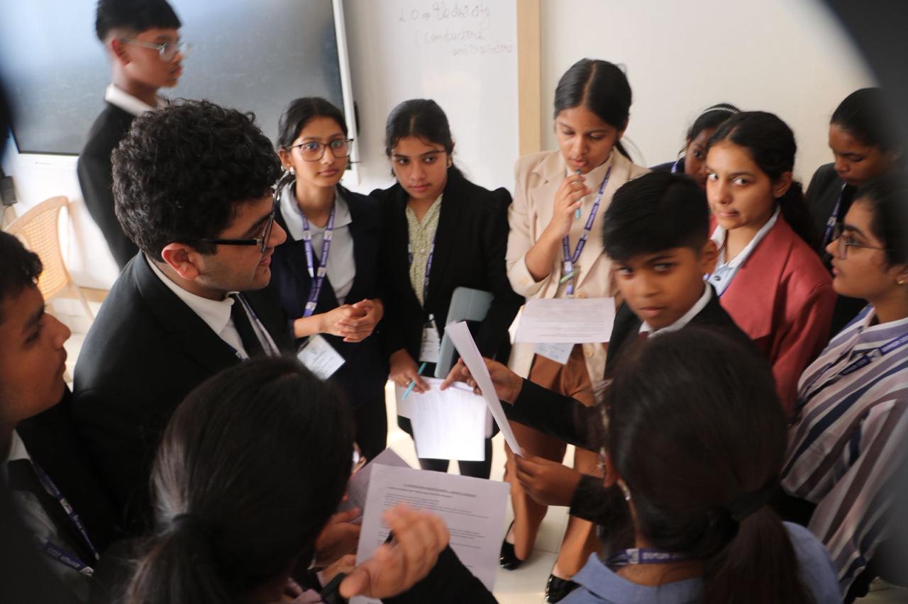 Woman participating in a group discussion